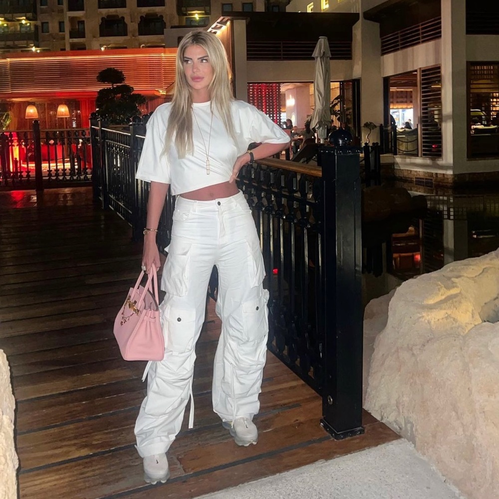 The Attico Fern Cargo White Denim Jeans